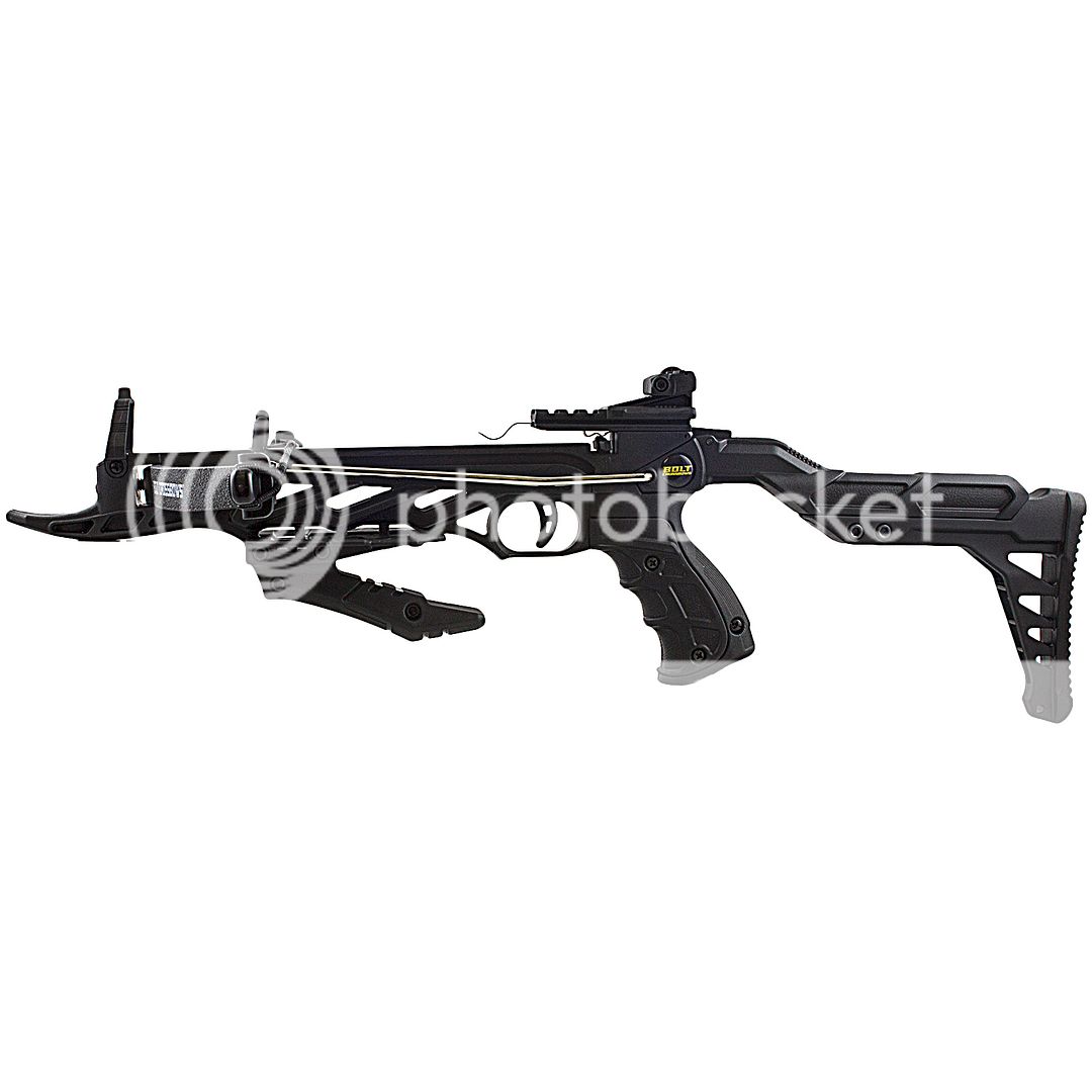 80 LB SELF COCKING TACTICAL HUNTING PISTOL CROSSBOW w/ BROADHEAD BOLTS